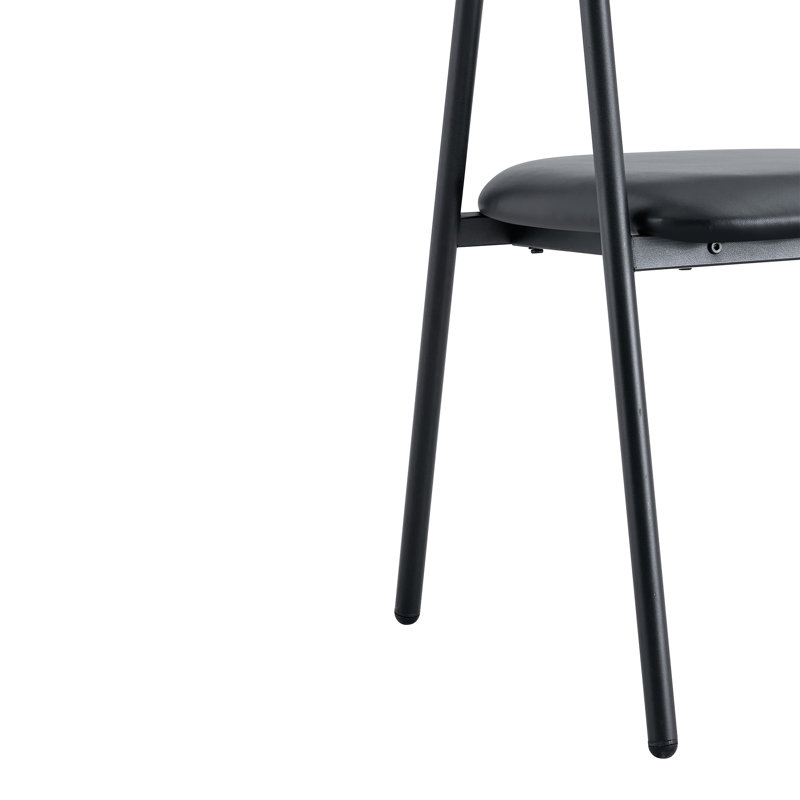 Chaise rembourrée moderne avec dossier incurvé et pieds en métal, Noir