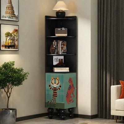 Interesting pattern multi-layer corner bookcase