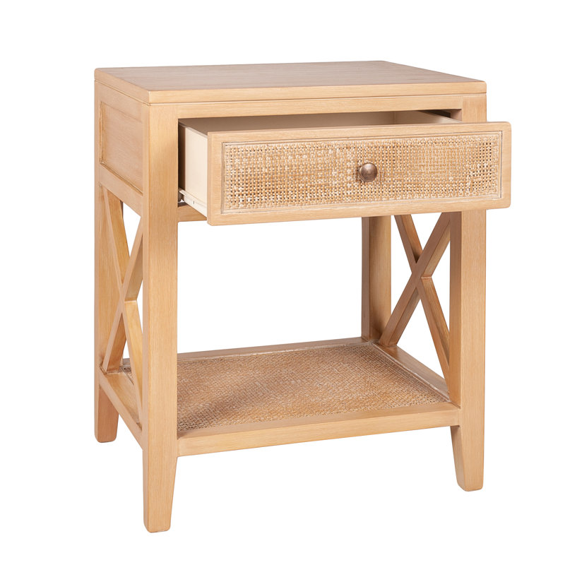 Table de chevet 1 tiroir Cane, Brun