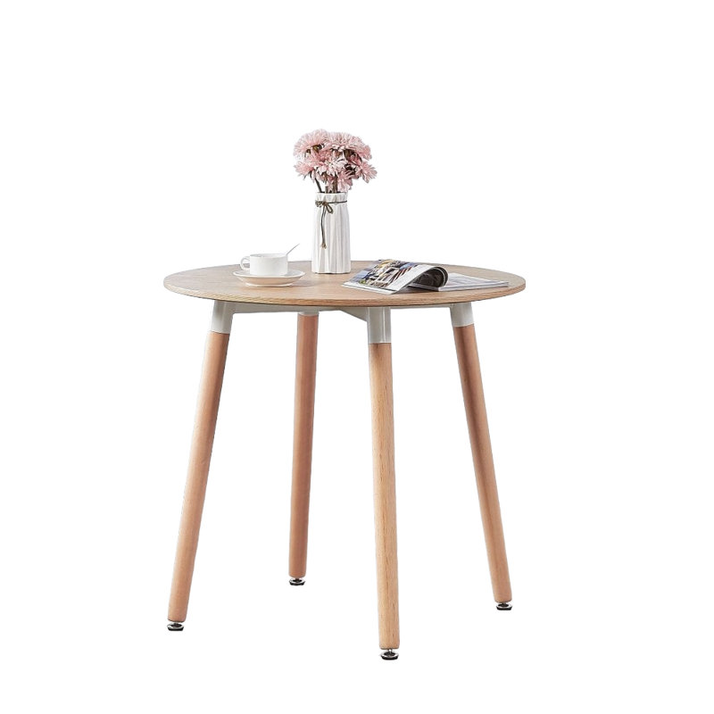 Todmorden 2 Person Dining set - a Round Plastic Dining Table with Wooden Legs and a Set of 2 Faux Leather Cushion Padded Dining Chairs for Dining Room - Modern Dining Table Set