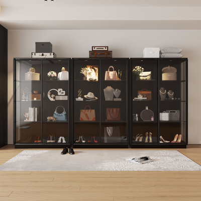 Triple Glass-Door Closet System With LED Lighting
