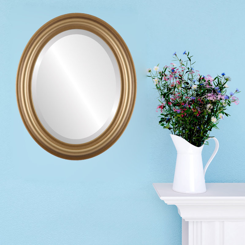Miroir décoratif biseauté traditionnel Wivenhoe, 15 po x 19 po, Désert doré
