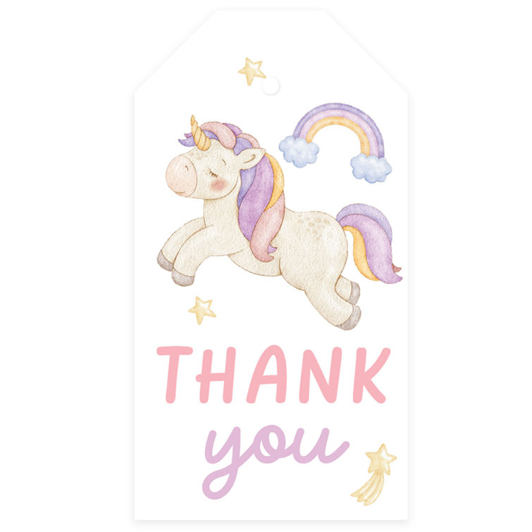 Koyal Wholesale Kids Party Favor Classic Thank You Tags with String, Donut Birthday Gift Tags, for Party Favors Bags, White