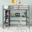 Lit mezzanine double avec tablettes et bureau-796358420