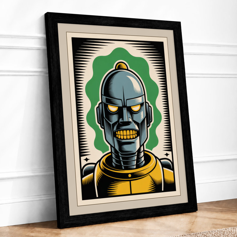 Robot Skull Ascendant Industrial - Framed Print, A3 - 42.0 x 29.7 cm, Black
