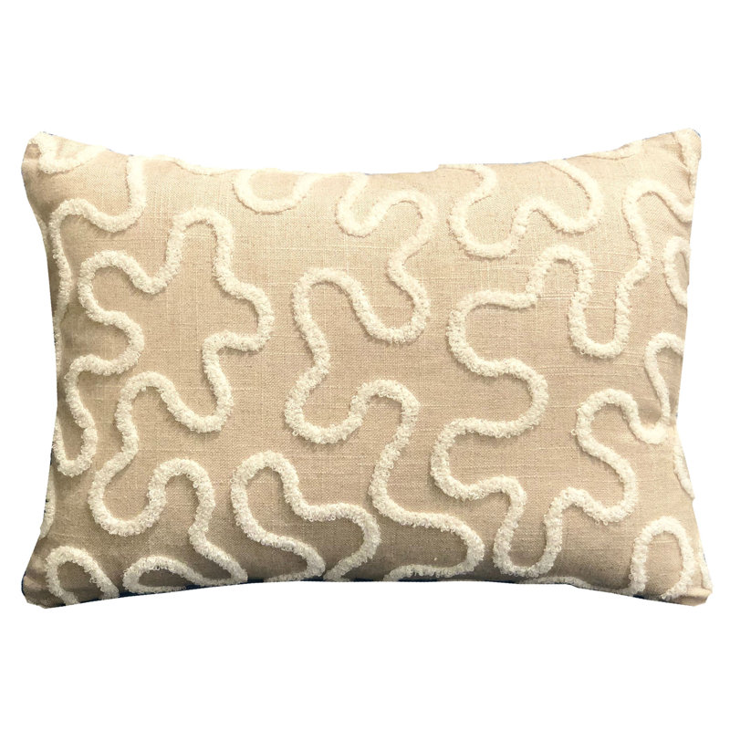 Coussin lombaire décoratif de luxe géométrique Chandra Taal, 12 po x 20 po