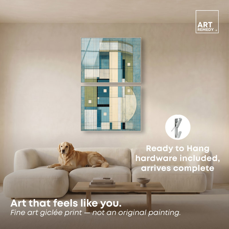 Ensemble de décoration murale de bureau Art Remedy : impression acrylique encadrée « Plan vertical I », cadre argenté, 44 x 33 cm