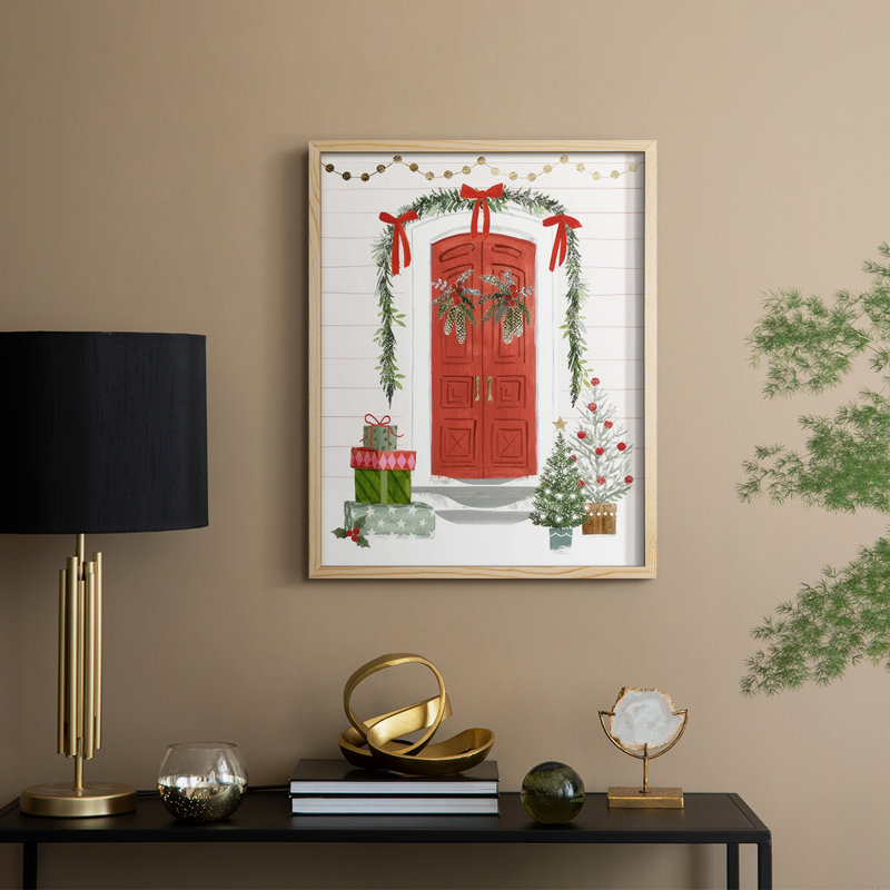 Impression encadrée Festive Front Door II - bois massif, H 30 po x l 24 po, Naturel