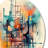Orange Blue Abstract Maze II - Abstract Geometric Round Wall Art on Metal-88599570