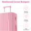 Valise rigide, valises durables en ABS léger avec roues doubles, bagage de voyage à carreaux extensible de 24 pouces (rose)