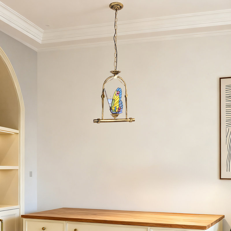 Luminaire suspendu vintage en verre teinté avec ampoule E26 bronze