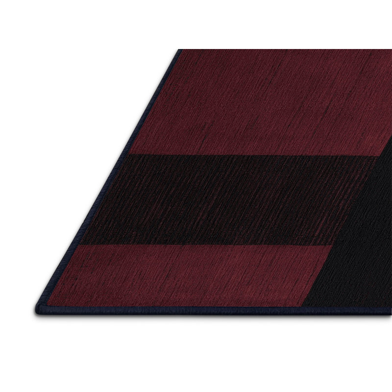 Tapis damier noir lavable à la machine, Rond 6 pi
