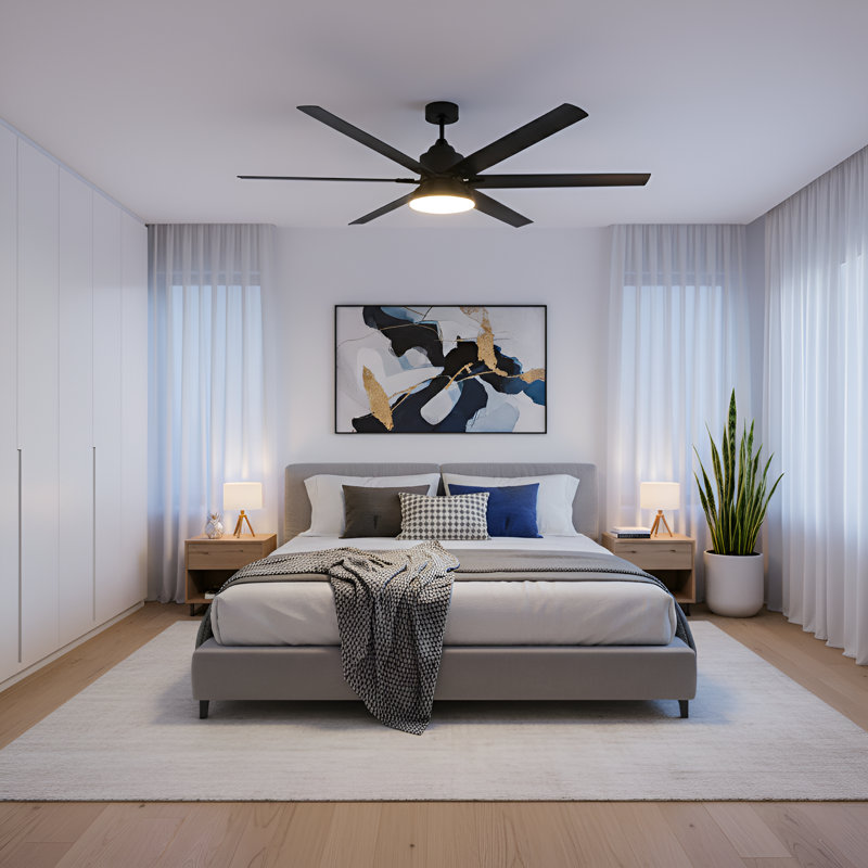 Ventilateur de plafond 72 po Fawzy, Noir mat