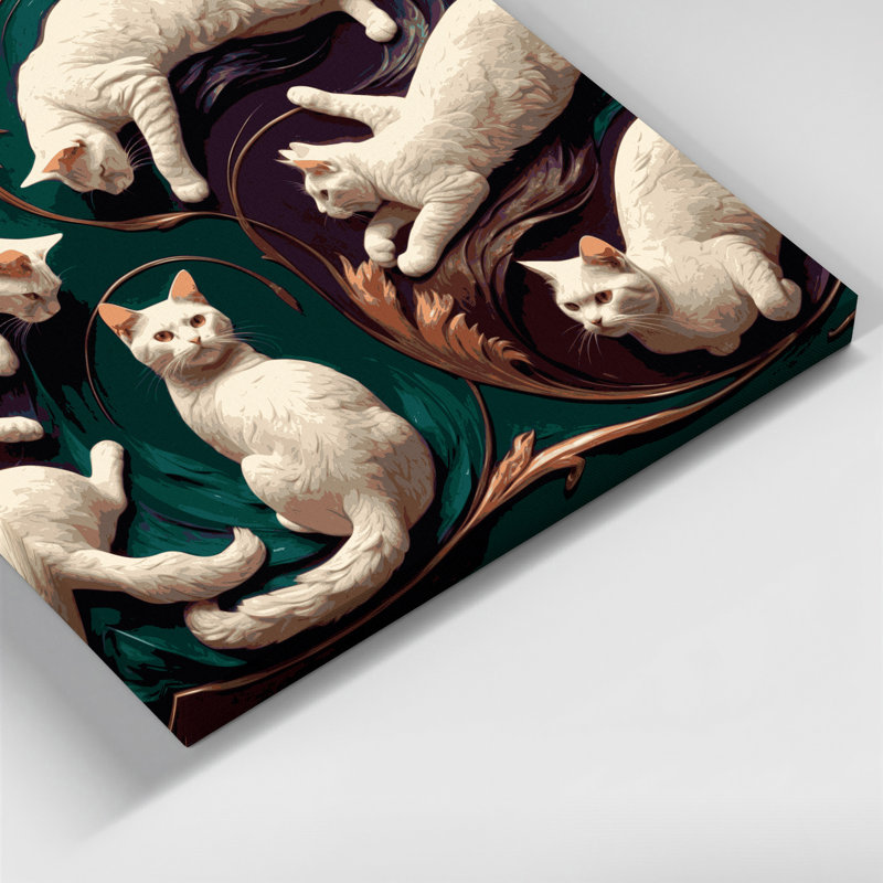 Cats American Curl, art mural sur toile noire, H 20 po x l 30 po
