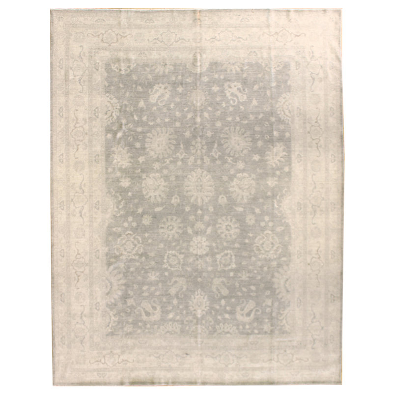 Wool Oriental Area Rug in Gray/Taupe/Ivory, Rectangle 9'1" x 11'7"