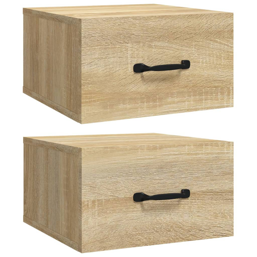 Set Of 2 Wall-Mounted Bedside Cabinets - White, 35X35x20 Cm Floating Nightstands