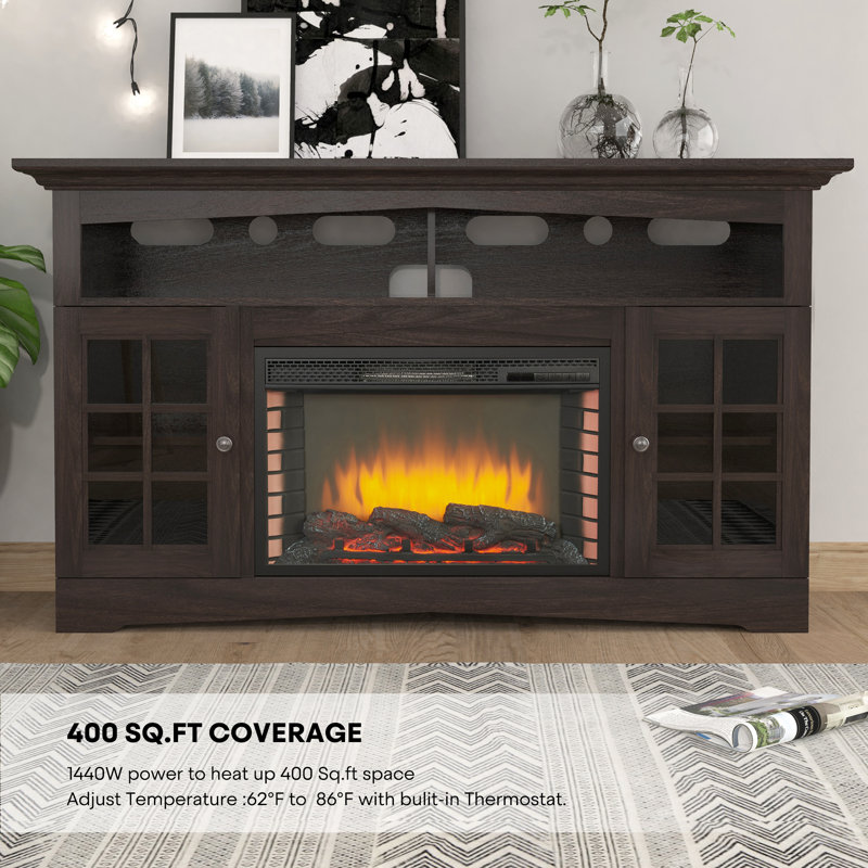 Crédence de rangement l 59 po avec foyer électrique Amme incluse