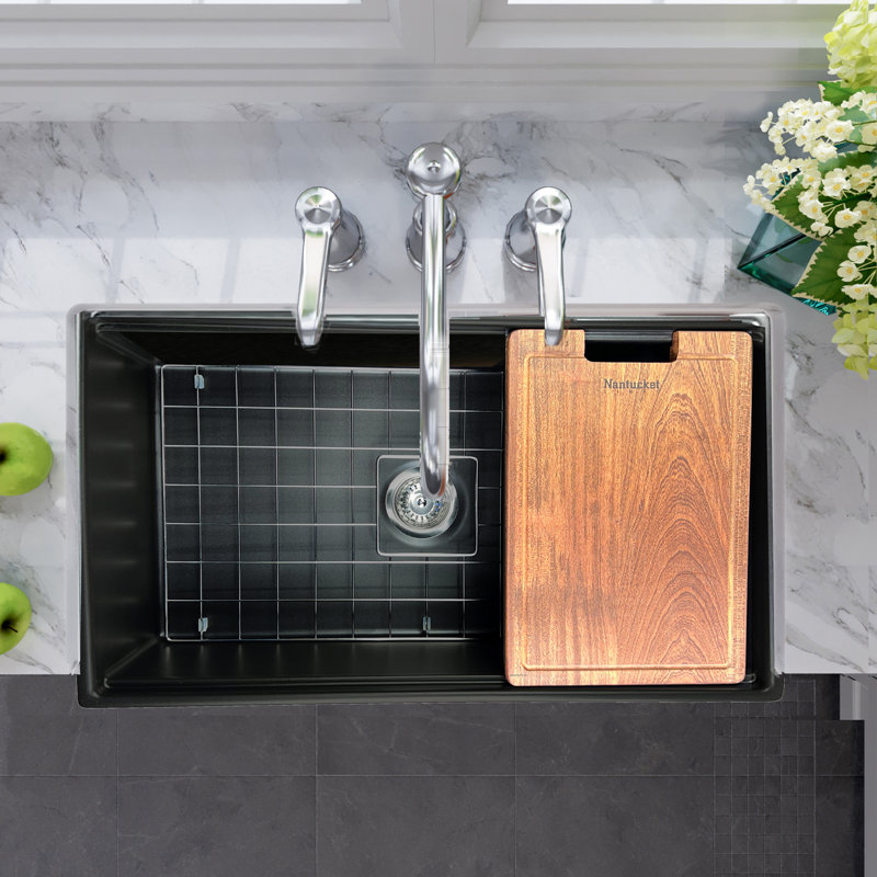 Cape 33'' L Farmhouse Single Basin Kitchen Sink, Matte Black