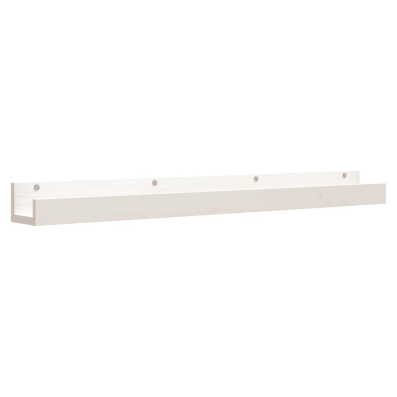 Wall Shelves 2 Pcs Solid Wood Pine, White, 9cm H x 110cm W x 12cm D