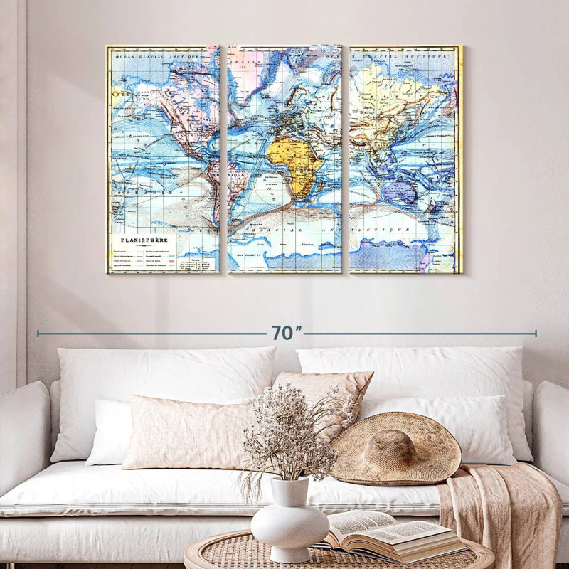 Aletra Planisphere Old Map, 32" H x 50" W