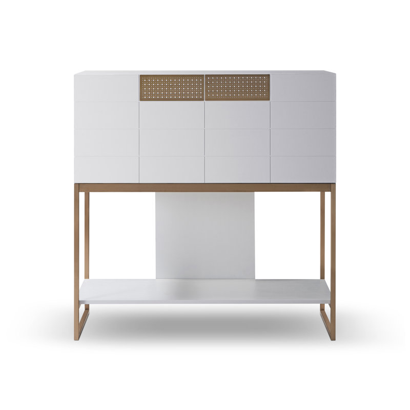 Hamayel Metal Base Secretary Desk, Bronze, White