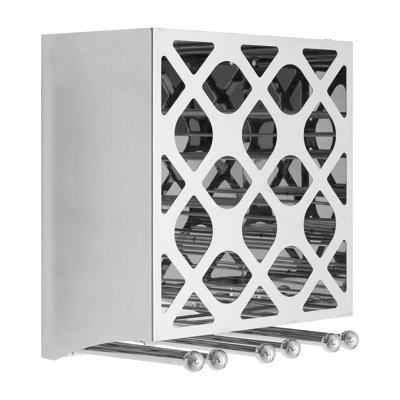 Deresha Floating Mount Wine Bottle & Glass Rack Silver
