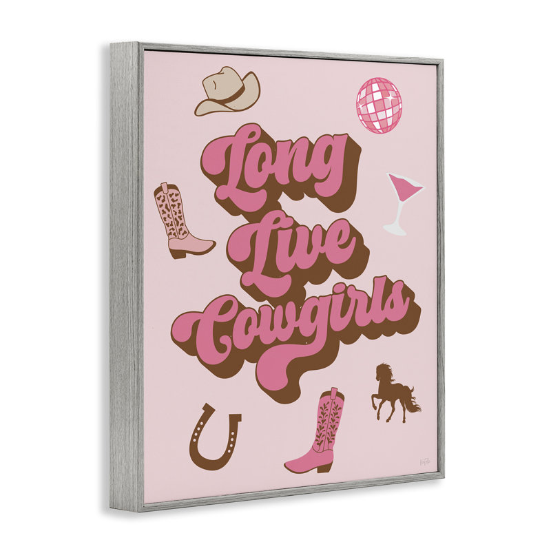 «Retro Long Live Cowgirls», estampe numérique encadrée par Natalie Carpentieri, Estampe numérique Farmhouse