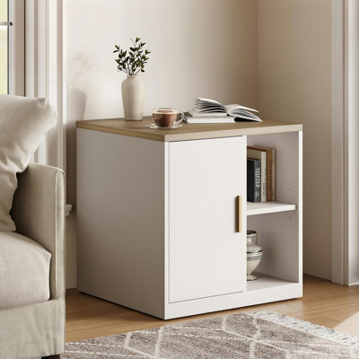Support pour imprimante H 23 po x l 23 po avec porte et tablettes réglables, armoire de rangement sous le bureau