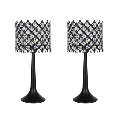 Lampe de table Crystal Lattice Radiance - noir mat et cristal transparent - ensemble de 2