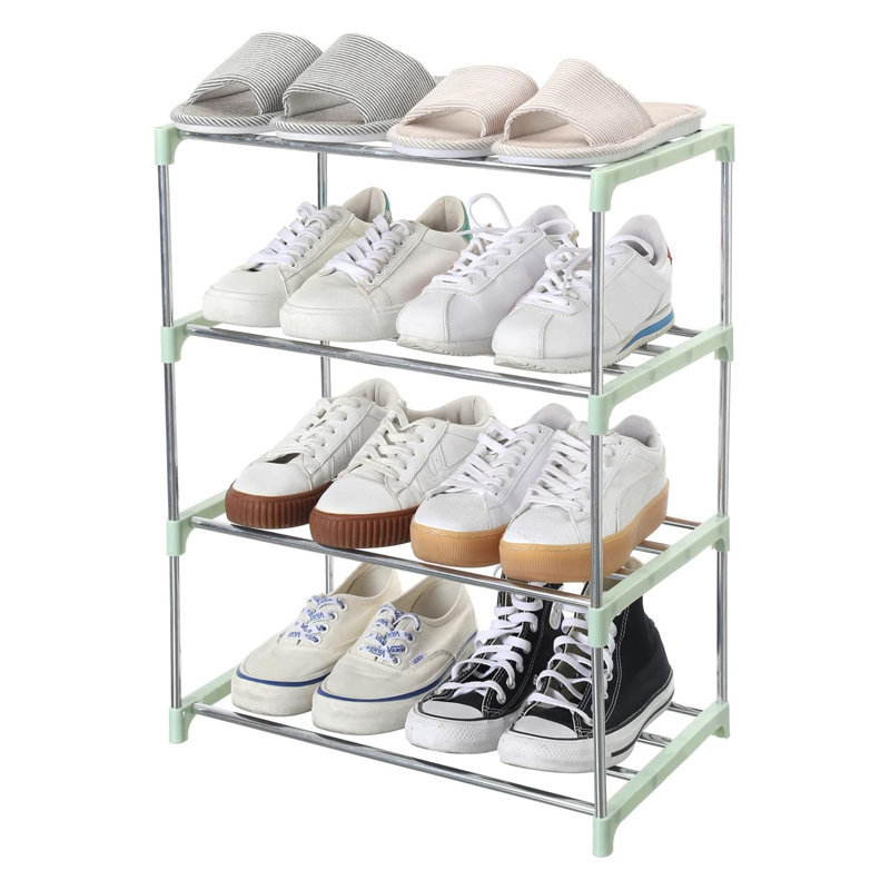 Petit range-chaussures empilable, vestibule, couloir et placard pour économiser de l'espace et du rangement (4 niveaux)