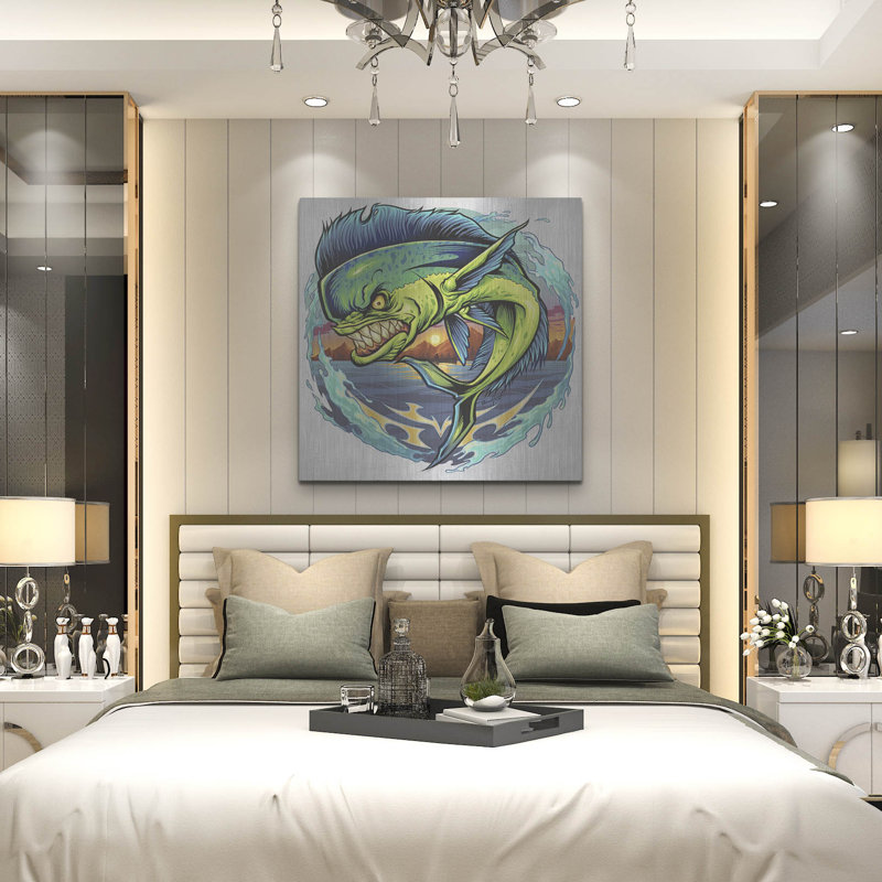 Highland Dunes «Angry Mahi-Mahi» par Flyland Designs, art mural en métal, H 36 po x l 36 po