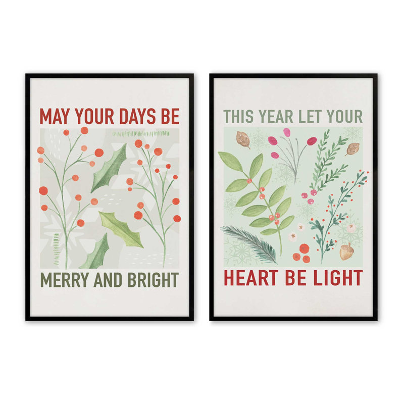 «Heart Be Light», ensemble de 2 reproductions d'art, 20 po x 16 po, Noir satiné