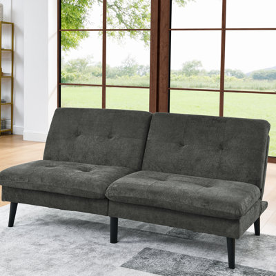 Polyester Blend Easy Convert Futon with Tufted Back and Seat
