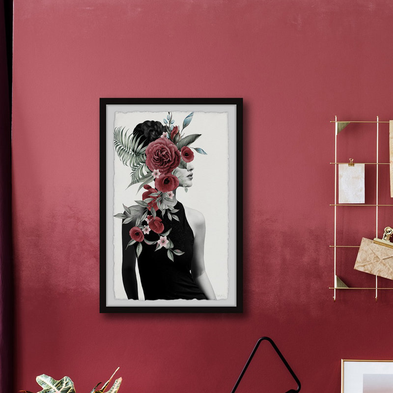Reproduction encadrée « red blooms », H 12 po x l 8 po x P 1,5 po