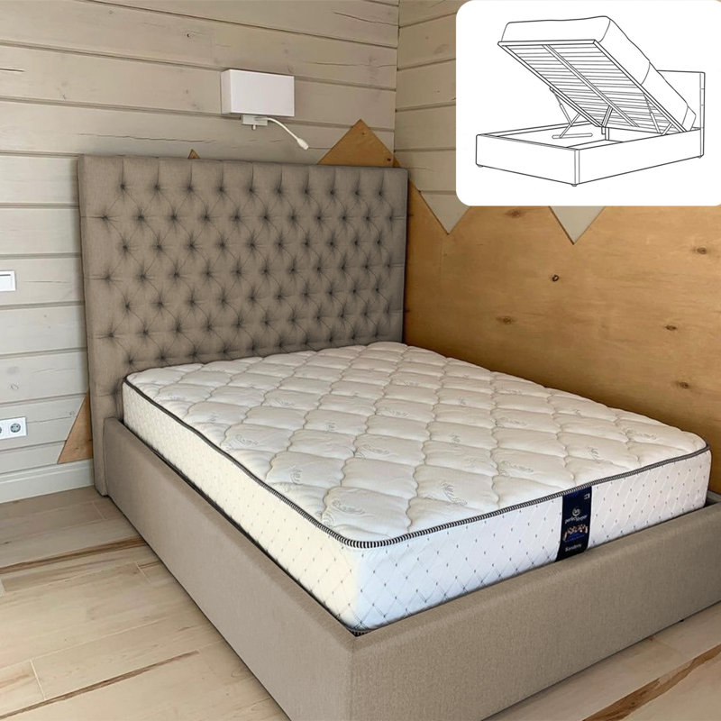 Upholstered Ottoman Storage Bed, Taupe, Single (3')