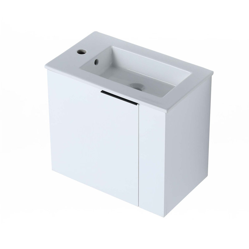 Meuble-lavabo mural avec lavabo en gel, Blanc, 22"