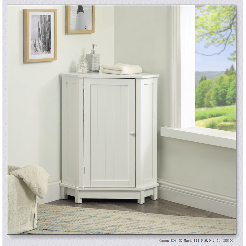 Armoire de rangement blanche en coin avec tablette réglable