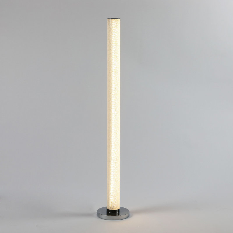Lampe sur pied colonne 49 "blanche avec abat-jour tambour transparent