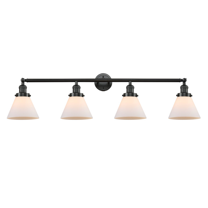Gebhardt 4 - Light Dimmable Vanity Light, 60 Watt Vintage Incandescent Bulb, Matte White Cased, Polished Nickel