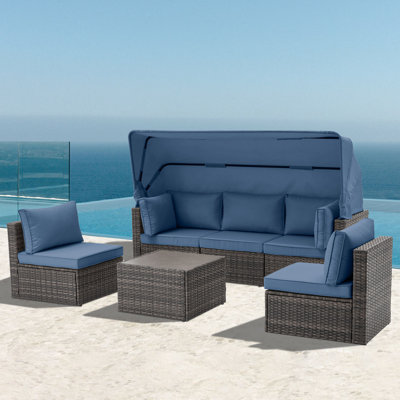 Canapé d'extérieur en osier de 29,53 po avec coussins Sunbrella® Anaelle