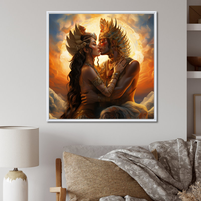 Sacred Love Divine Couple Kissing I, H 24 po x l 24 po x P 1 po, Cadre flottant blanc