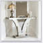 Table de vestibule en forme de V, table d'appoint en miroir, console