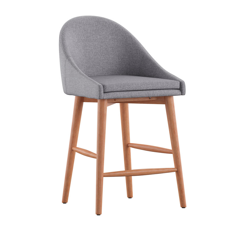Loyd Upholstered Linen Blend Counter Stool, Natural, Gray Linen, Counter Stool (24.25" Seat Height)