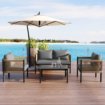 U-Style Multi-Person Outdoor Sofa Set With Table - Ideal For Garden, Backyard, And Balcony  - Perfect For Spring Outdoor Relaxation by Ebern Designs