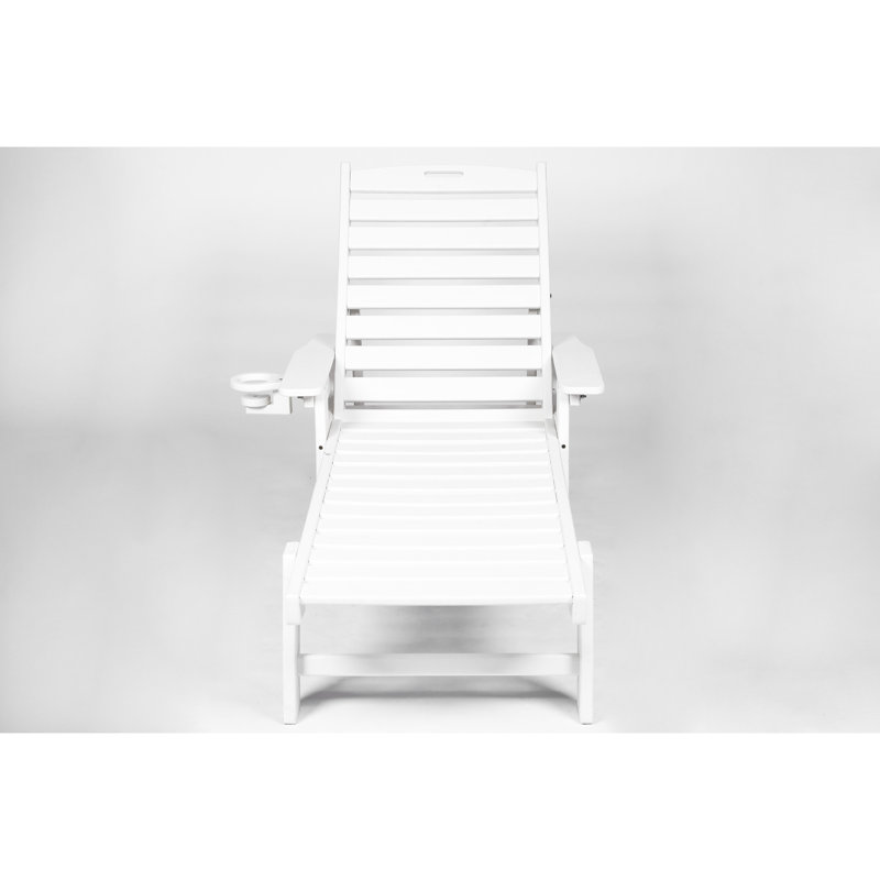 Achilles Oversized Seating , White, With Wheels & 5 Positions All Weather Beach Lounge Chair White , Cup Holder Side Table