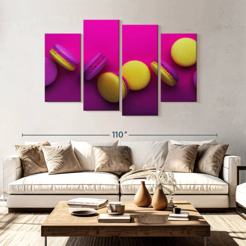 Yarlin Magenta And Yellow Macarons, 54" H x 84" W