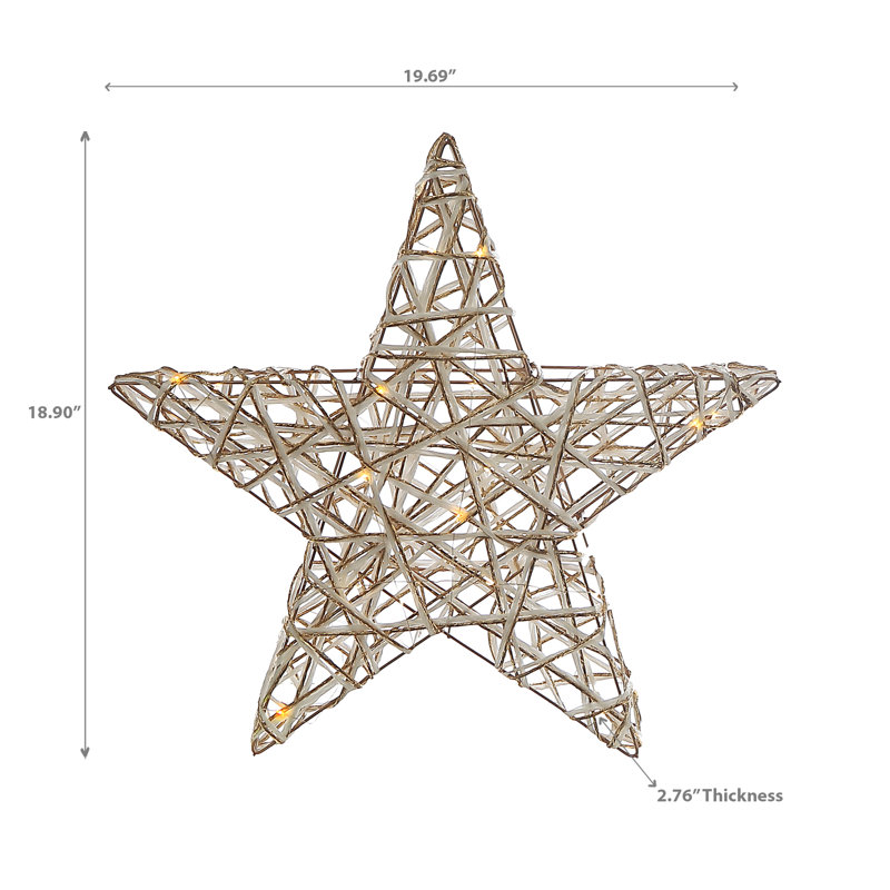 Petite étoile en papier à DEL, Blanc / doré, H 18,9 po x l 2,76 po x P 19,69 po