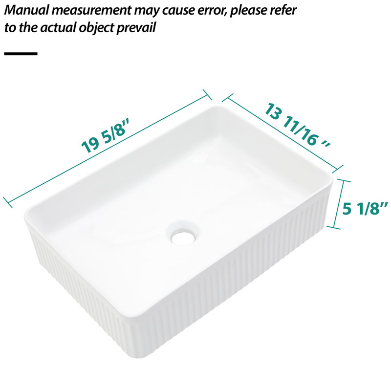 Lavabo vasque de salle de bain Stain en céramique blanche - Design élégant et rectangulaire