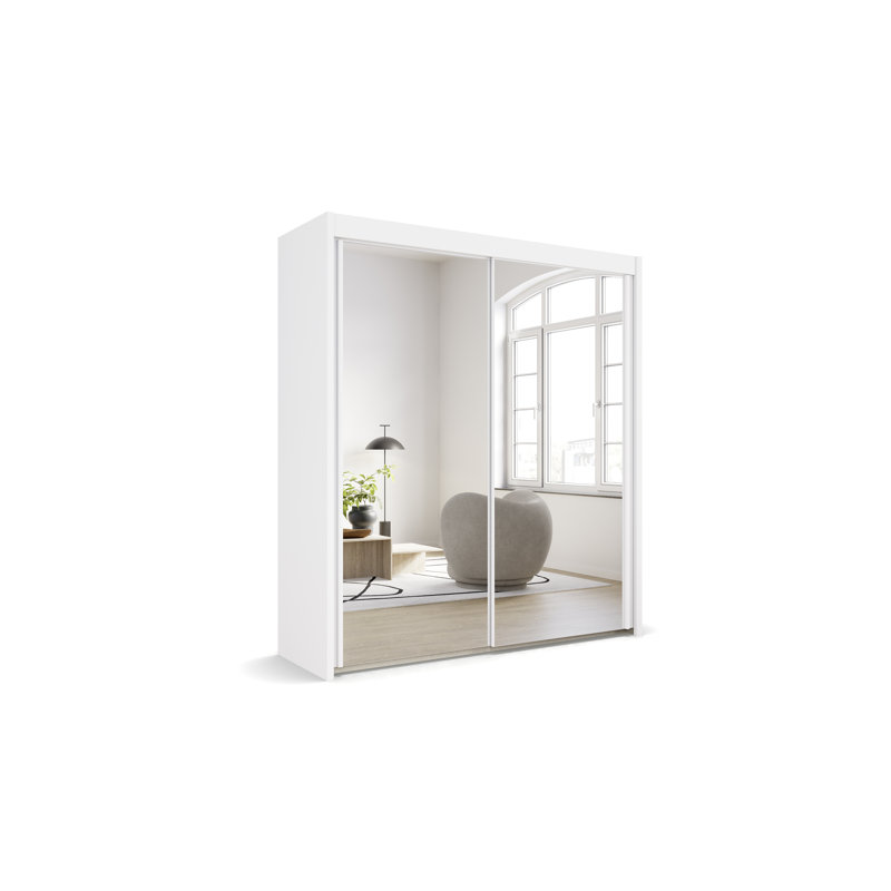 Imperial 2 Door Sliding Wardrobe, Alpine white, 223cm H x 201cm W x 65cm D