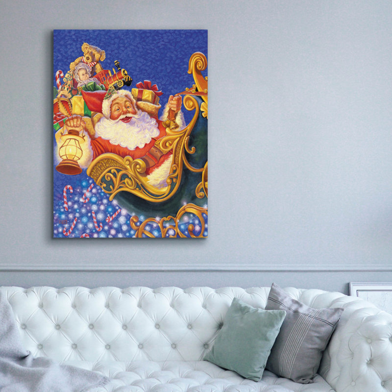 «Santa Sleigh Sparkles» par Christopher Nick, art mural sur toile, H 54 po x l 40 po x P 1,5 po